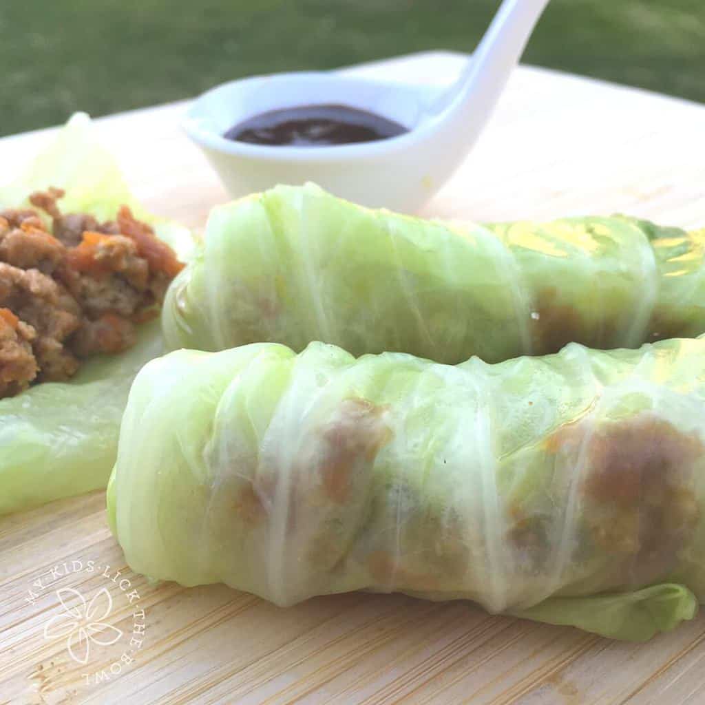Asian Hoisin pork stuffed cabbage rolls, so easy and a great family finger food meal