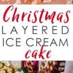 A delicious triple layer Christmas chocolate hazelnut ice-cream cake! Chocolate, vanilla and hazelnut flavoured ice-cream layers packed full of Christmas treats, Ferrero Rocher, Guylian Chocolates and More