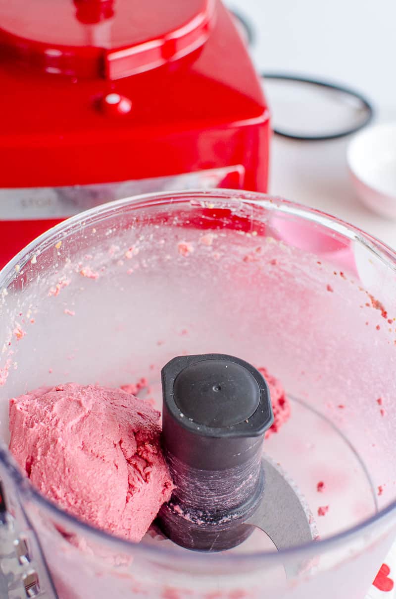 vegan strawberry-ice-cream, in a magimix food processor a fast and easy recipe for dairy free ice cream, using 3 ingredients