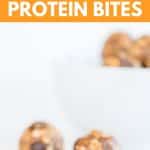 An apricot oat ball on a white bench top with text overlay.