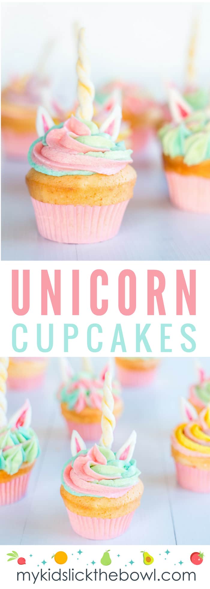 unicorn cupcakes with rainbow butter cream icing