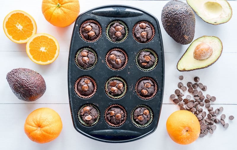 Avocado muffins in muffin tin