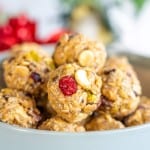 Bowl of cranberry Pistachio Energy Bites.