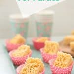 rice bubble squares in polka dot muffin cases ready for a party