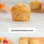 images of applesauce muffins with text overlay for pinterest