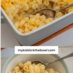 collage of images of finished mac and with text over lay