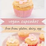 2 image collage of dairy free cupcakes with text overlay.