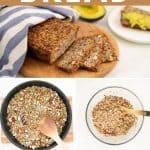 5 photo collage of oatmeal bread with text overlay "easy oatmeal bread".