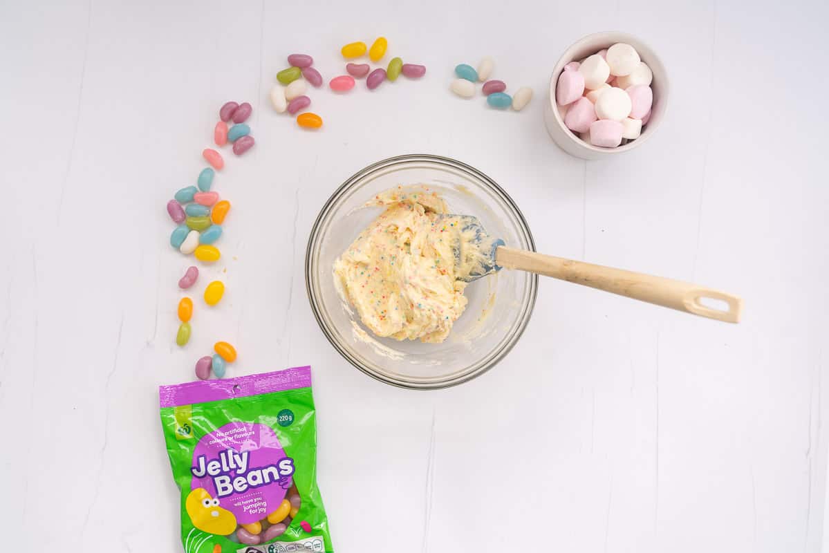 Buttercream with sprinkles stirred through it.