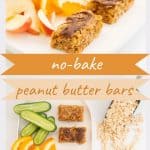 A two photo collage of peanut butter bars with text overlay.