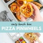 Two photo collage of pizza scrolls with text overlay.