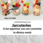 A four photo collage of jarcuterie jars.