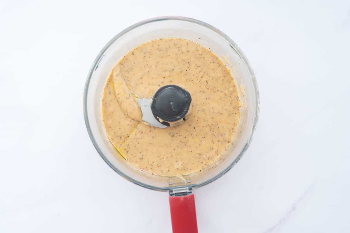 An apple saue and chia seed purée