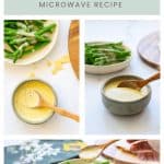 Three photo collage of lemon cream sauce with text overlay.