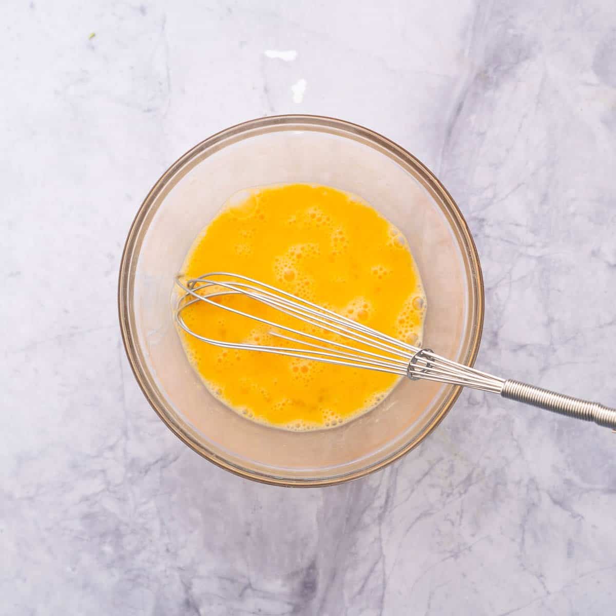 a bowl of whisked egg