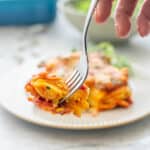 A fork full of butternut squash pasta