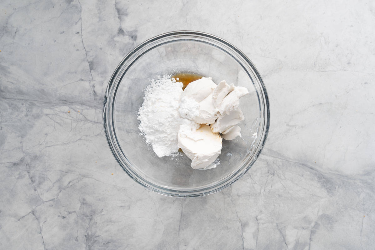 chilled coconut cream, powdered sugar and vanilla extract.