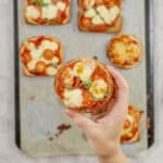 A round piece of toast topped and cooked like pizza!