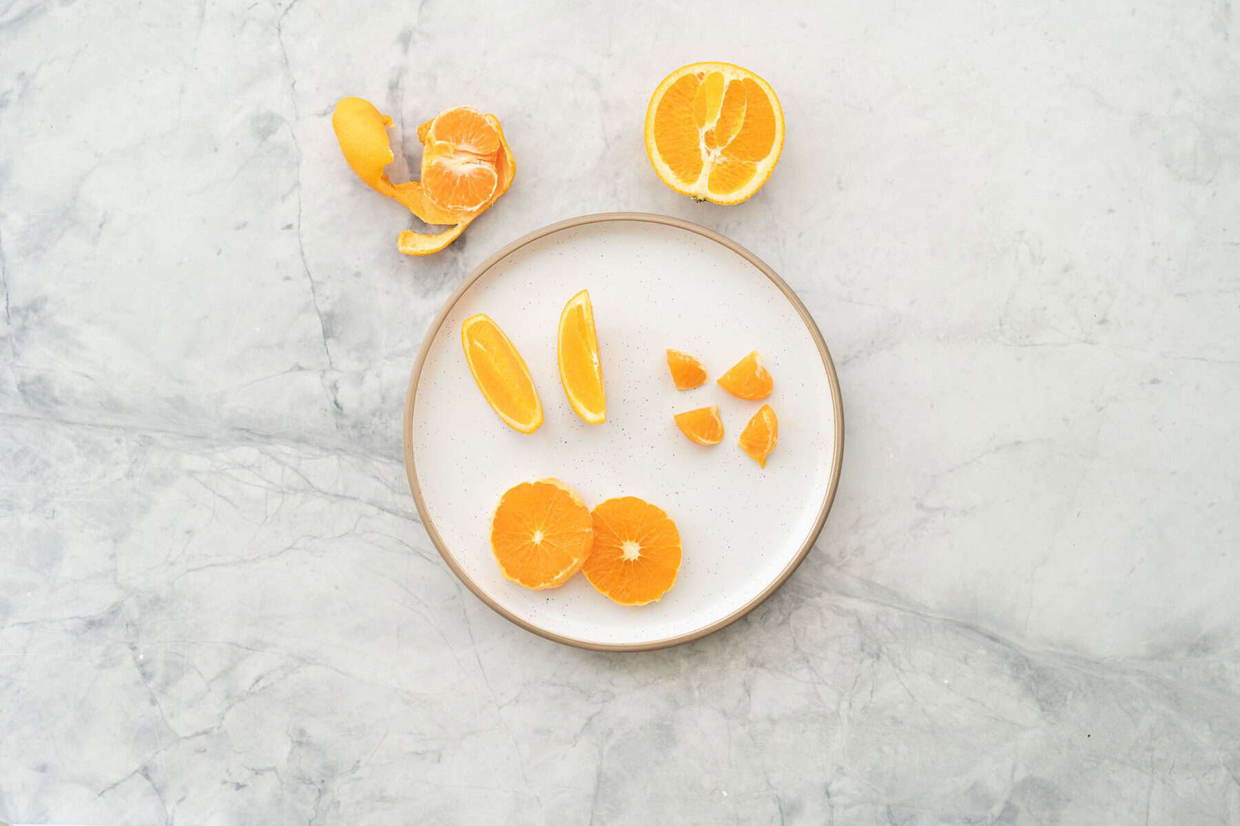 Citrus fruits cut in safe ways for baby led weaning.