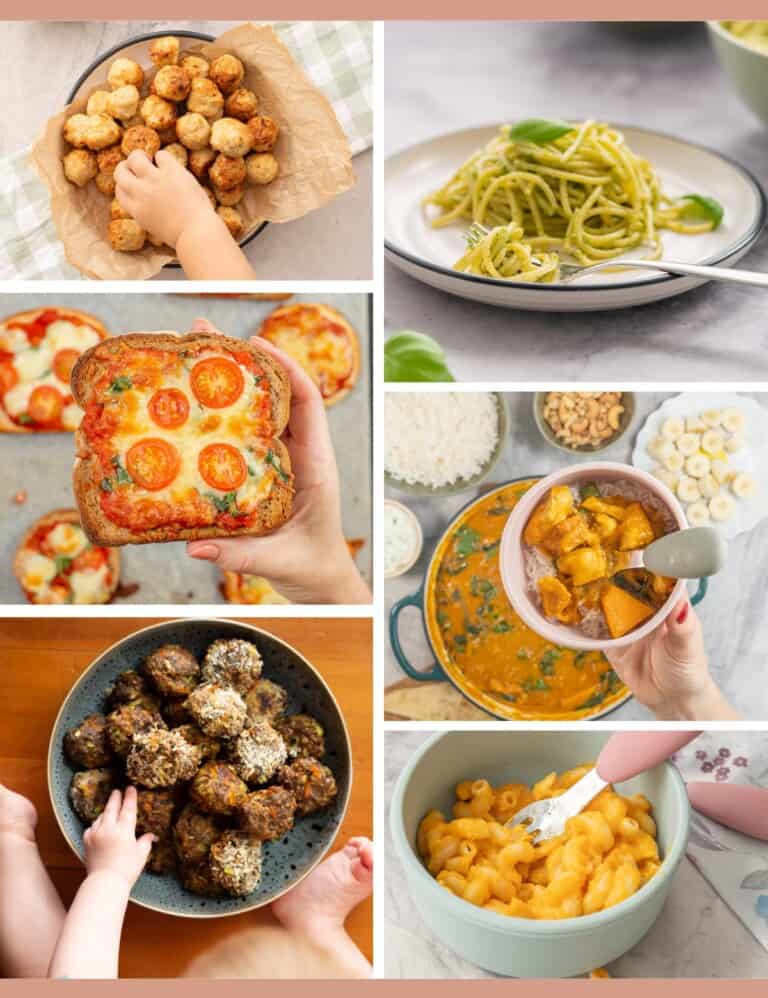 6 images of easy toddler meals.